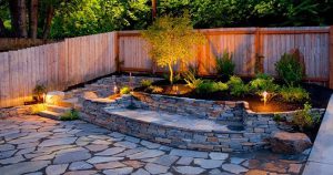 patio with garden lights