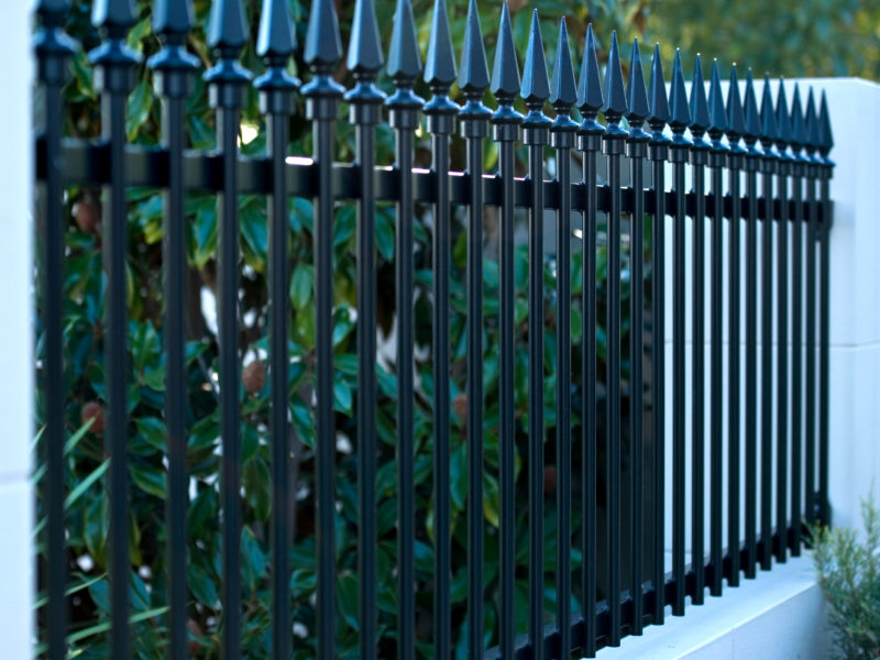 Black aluminium fencing outside a Perth home.