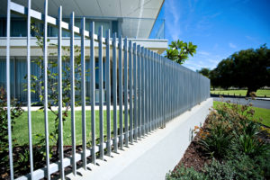 External Louvre Blade Fence in Grey