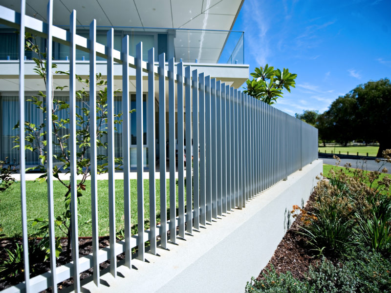 External Louvre Blade Fence in Grey