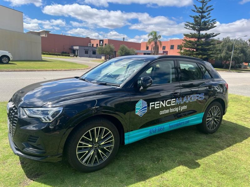 A black car owned by Perth fence contractors